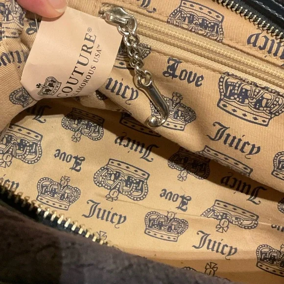 Y2K Juicy Couture Navy Bowling Bag Velour Handbag, COA, EUC - Picture 9 of 13